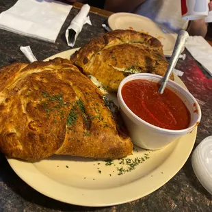 Calzone with the best marinara sauce