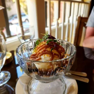 a glass bowl of food