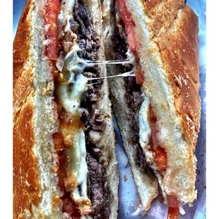 Steak /Cheese Sandwich w/Tomato &amp; Onions! Fresh @ Gorgeous! Pretty GoodOne! Quick Nice Service Great Food like always! Perfecto!