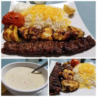 Mix of Koobideh and Chicken Kabab Combo