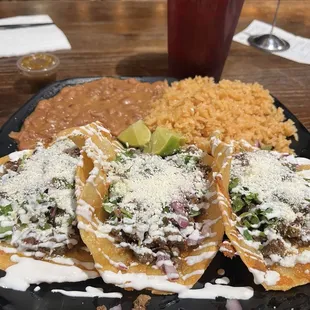 Loaded Street Taco plate w watermelon drink