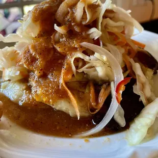 *2* Amazing PUPUSAS under that pile of yummy toppings!