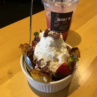 Pineapple Coconut Ice Cream over Plantains