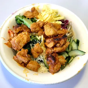 Custom Spicy Chicken Bowl (Regular Size) Before Adding My Choice of Sauce (Gochujang)