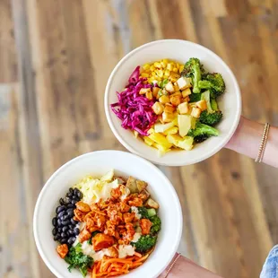 two bowls of food