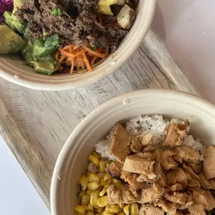 Korean BBQ beef bowl and a chicken bowl