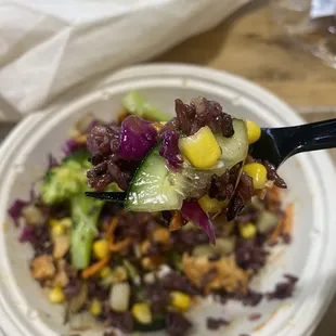 Chicken Bowl with purple rice -- Inside Bibibop at Crocker Park Shopping Center in Westlake -- 22 January 2023