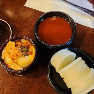 Kimchi, radish and gochujang sauce
