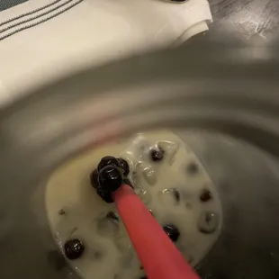 Most of the boba was stuck together in big globs