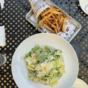 Cesar salad &amp; Fries with Rosemary &amp; Garlic