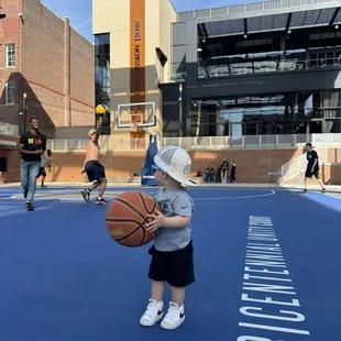 Playing basketball