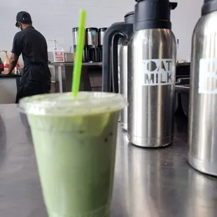 Iced Lavender matcha latte