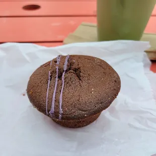 Ube chocolate mochi muffin