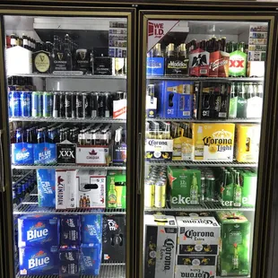 a refrigerator full of beer