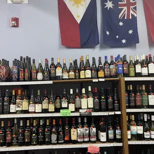 bottles of wine on shelves