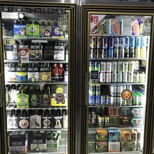 two refrigerators filled with beer