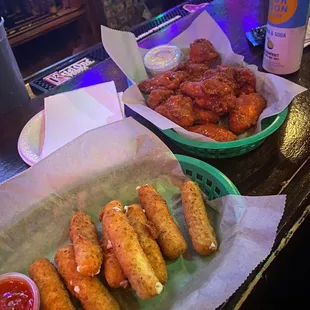 Mozzarella sticks and Buffalo wings