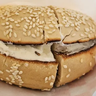 Sesame bagel and shmear