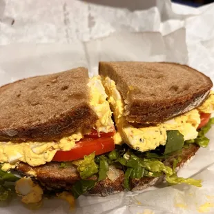 Egg salad sandwich on ry3 (to go)