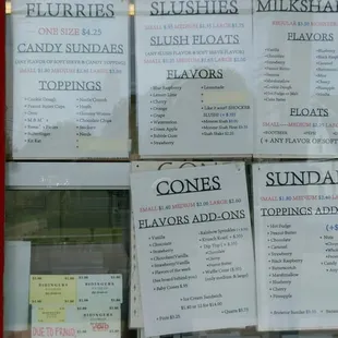 Options on menu