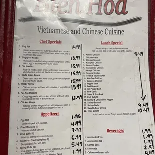 Menu page 1