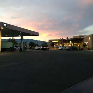 a view of a gas station