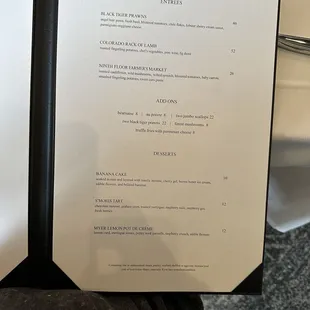menu