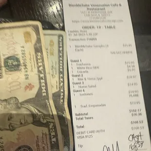 The receipt after the gratuity was taken off but you can still see the $10.95