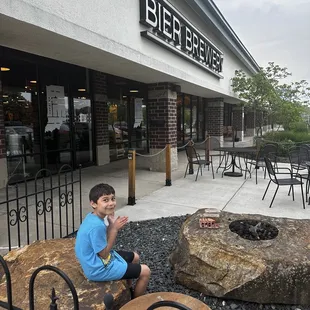 Fire pit area by entrance