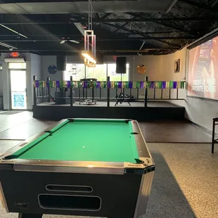 Pool table, band area and dance floor