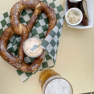 Beer, pretzel and brats!