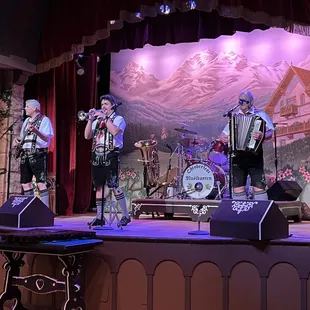 a band performing on stage