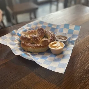 a basket of pretzels