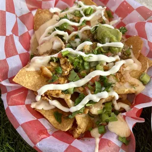 Nachos with chicken and beef