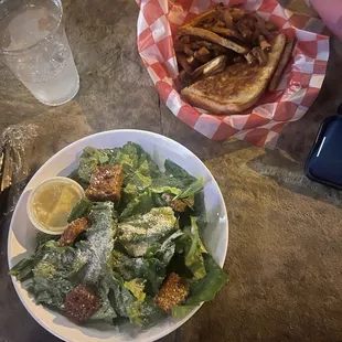 Grilled cheese/fries + Caesar salad