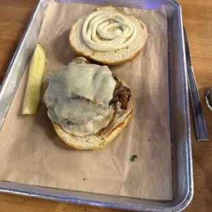 French Onion specialty burger