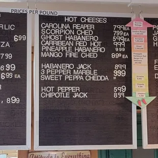 Cheese prices as of 11/9/2023