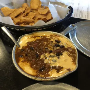 The queso with chorizo chili