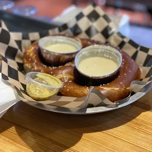 Big Ass Pretzel with Helles Mustard and Beer Fondue