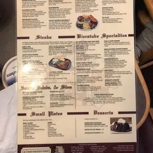 a menu for a restaurant