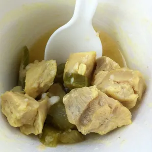 Questionable chicken in the soup would not order again