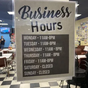 The times for chicken, but closed the weekend -huh???