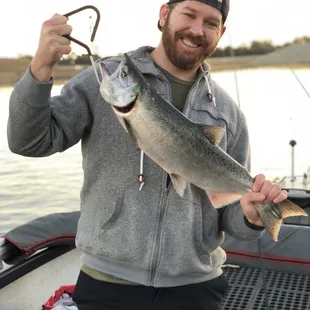 My boyfriend with the first salmon of the day