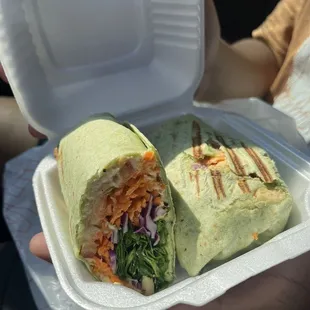 Grilled veggies hummus spinach wrap