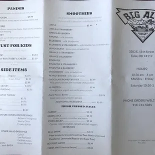 menu