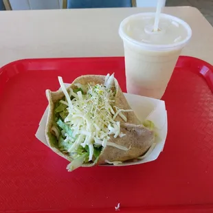 Turkey avocado pita and a high protein smoothie