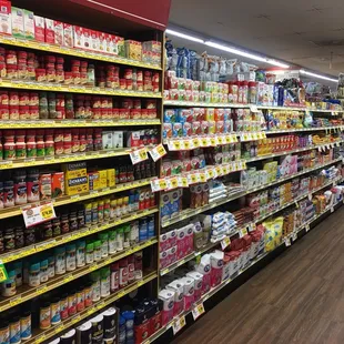 a wide aisle of products