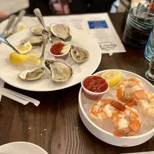Raw Bar items: Half doz oysters and Shrimp Cocktail