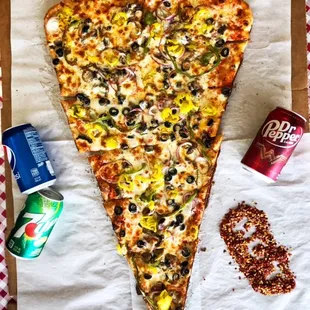 Vegetarian big slice! (cans set for scale ;))