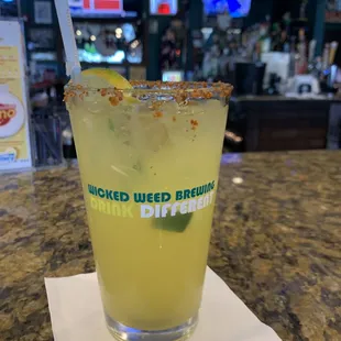 Jalapeño, cucumber, margarita, with tajin on the rim! :)